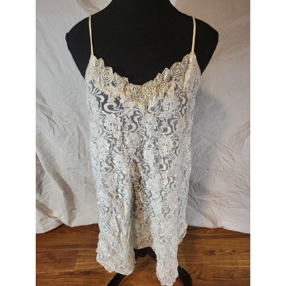 VTG Cinema Etoile Nylon‎ Lace White Babydoll Chemise White Medium